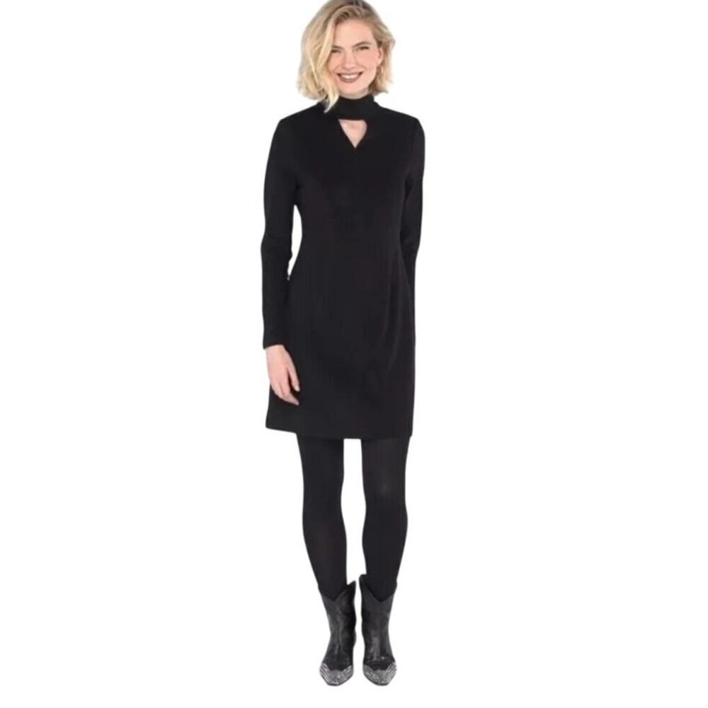 CAbi #4589 Women Long Sleeves Stretch Knit Fit & Flare Harper Dress Size Medium
